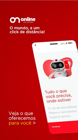 Tela inicial do aplicativo Minha Online